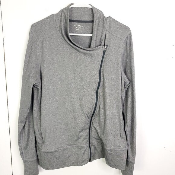 Eddie Bauer Jacket Womens L Asymmetrical Zip Cowl Neck Free Dry Zip Pockets - Picture 1 of 9
